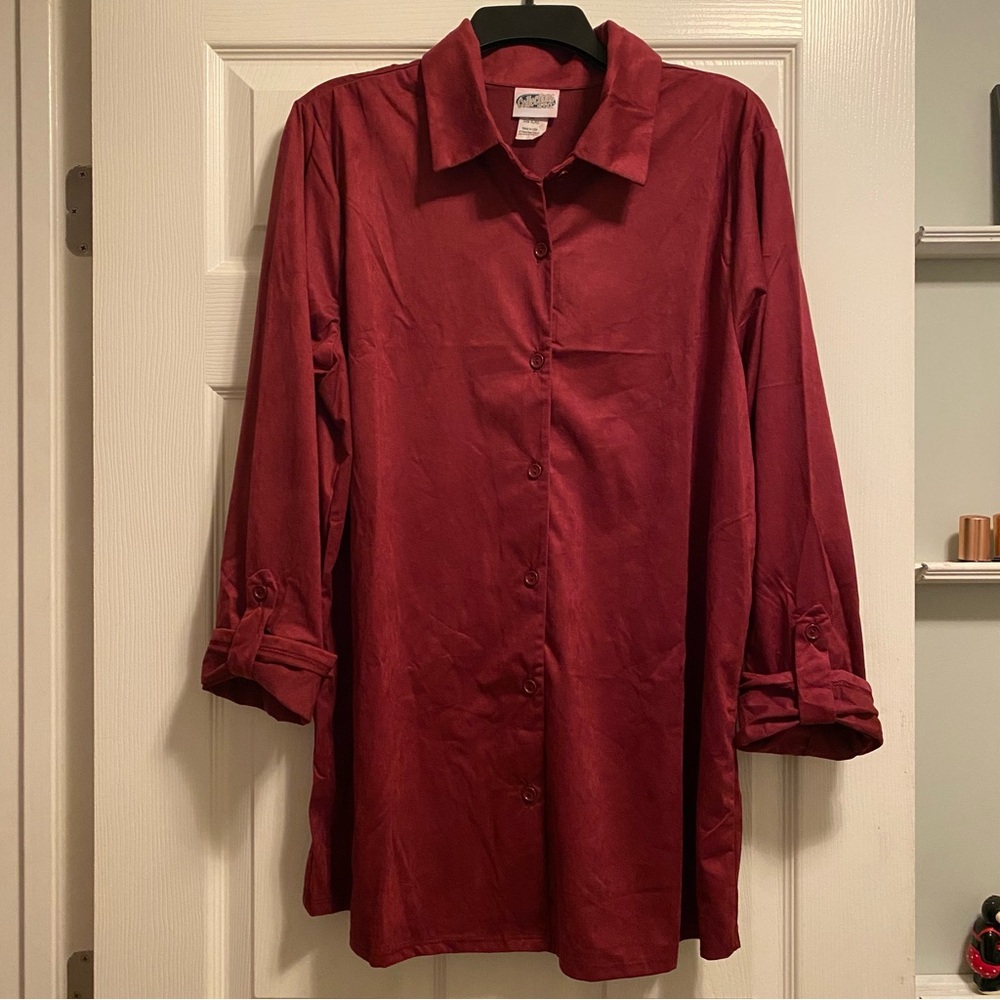 Women's Red Button-Up Blouse